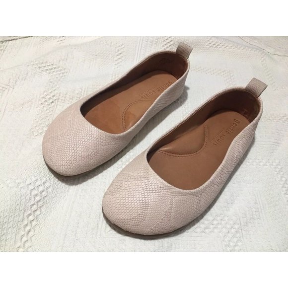 Gentle Souls Dana Nude Snake Embossed Leather Women's Slip On Flats Shoes 5.5 M - Picture 1 of 12